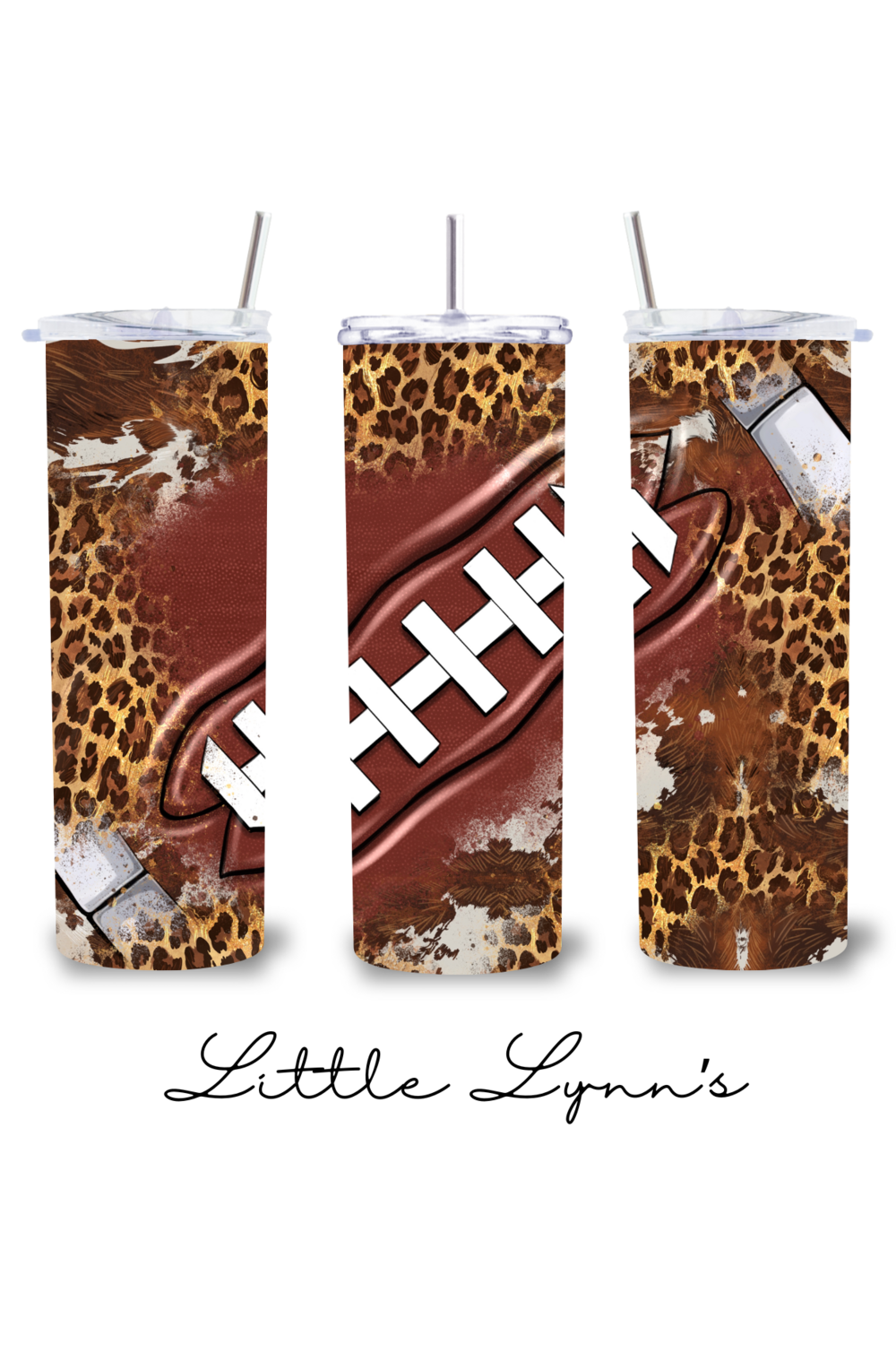 Football &amp; Leopard Print 20oz Tumbler