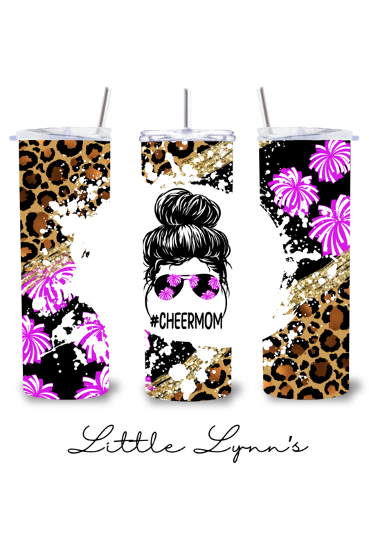 Leopard &amp; Pom Poms - Cheer Mom 20oz Tumbler