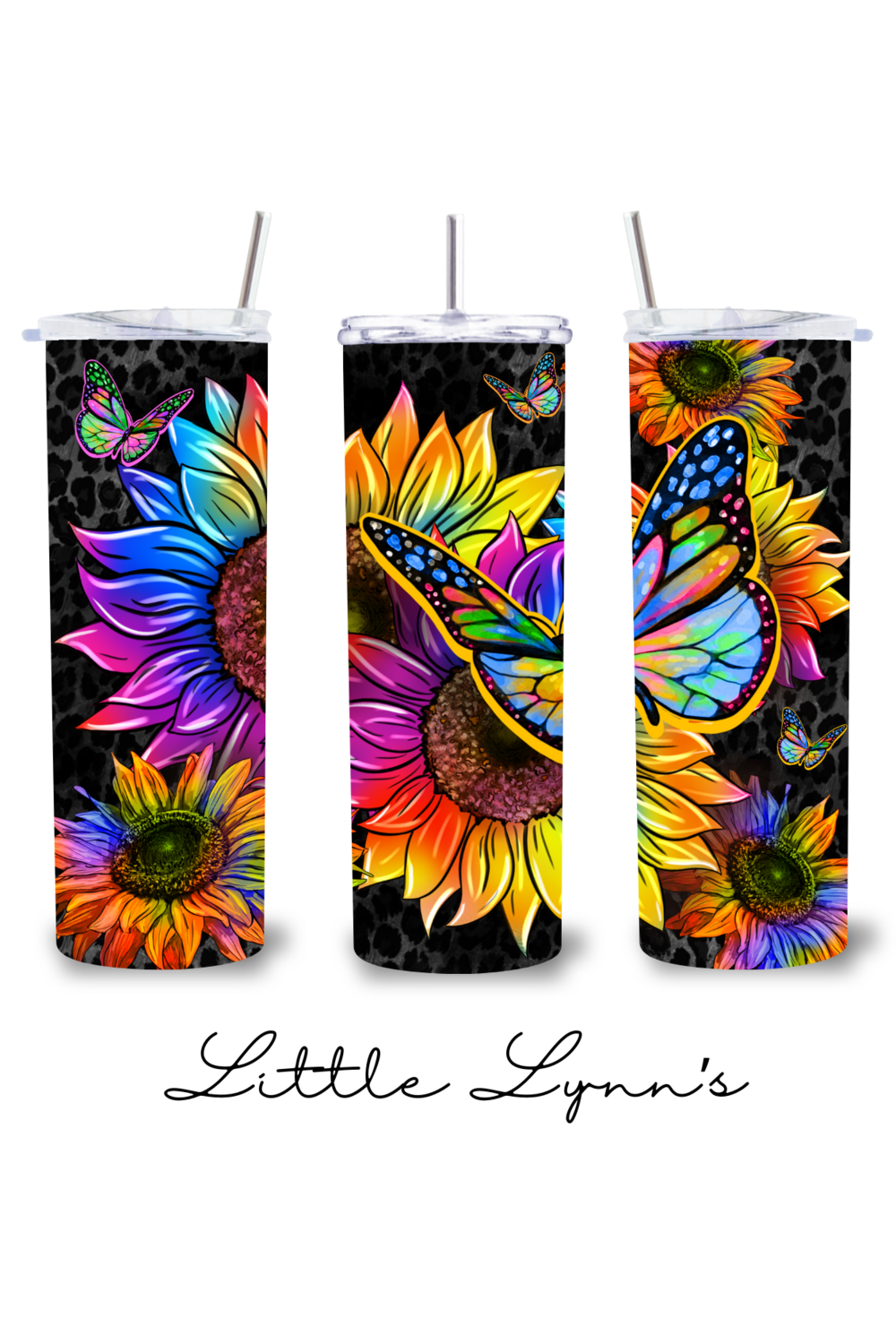 Rainbow Sunflower &amp; Butterfly 20oz Tumbler
