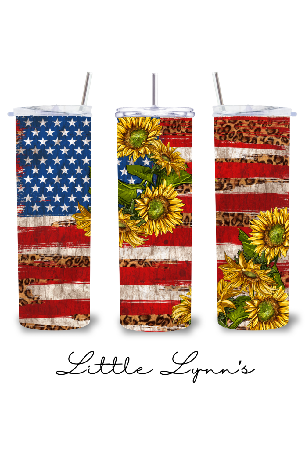 American Flag &amp; Sunflowers 20oz Tumbler