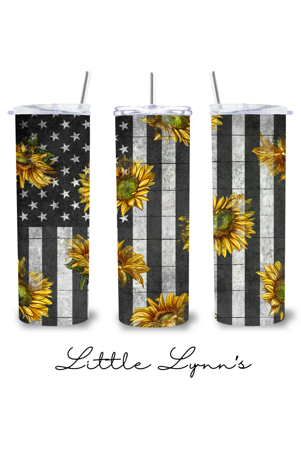 B&amp;W Flag Sunflowers 20oz Tumbler