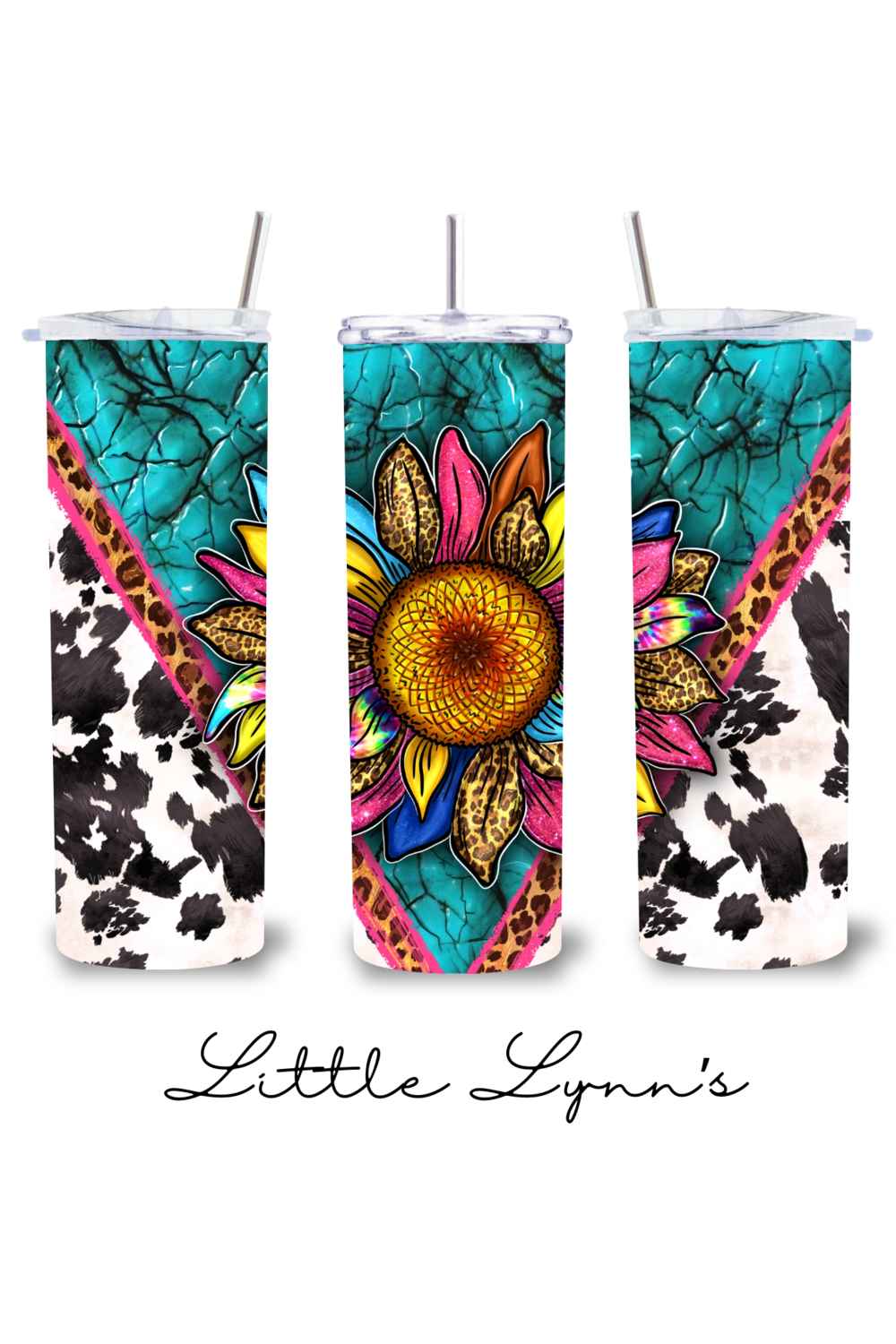 Colorful Sunflower on Cowhide 20oz Tumbler