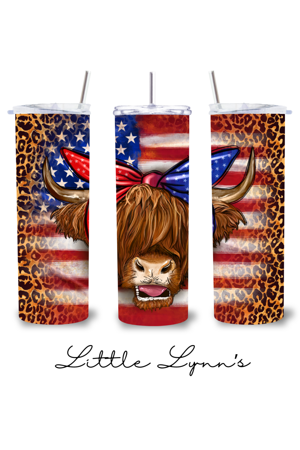 Patriotic Highland Cow 20oz Tumbler