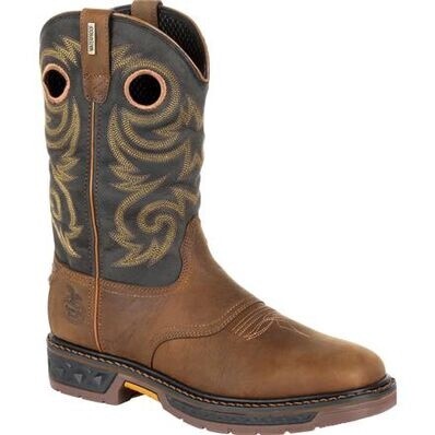 GEORGIA MEN'S CARBO-TEC LT WATERPROOF PULL-ON WORK BOOT- GB00266, Color: BROWN, Size: 11.5W
