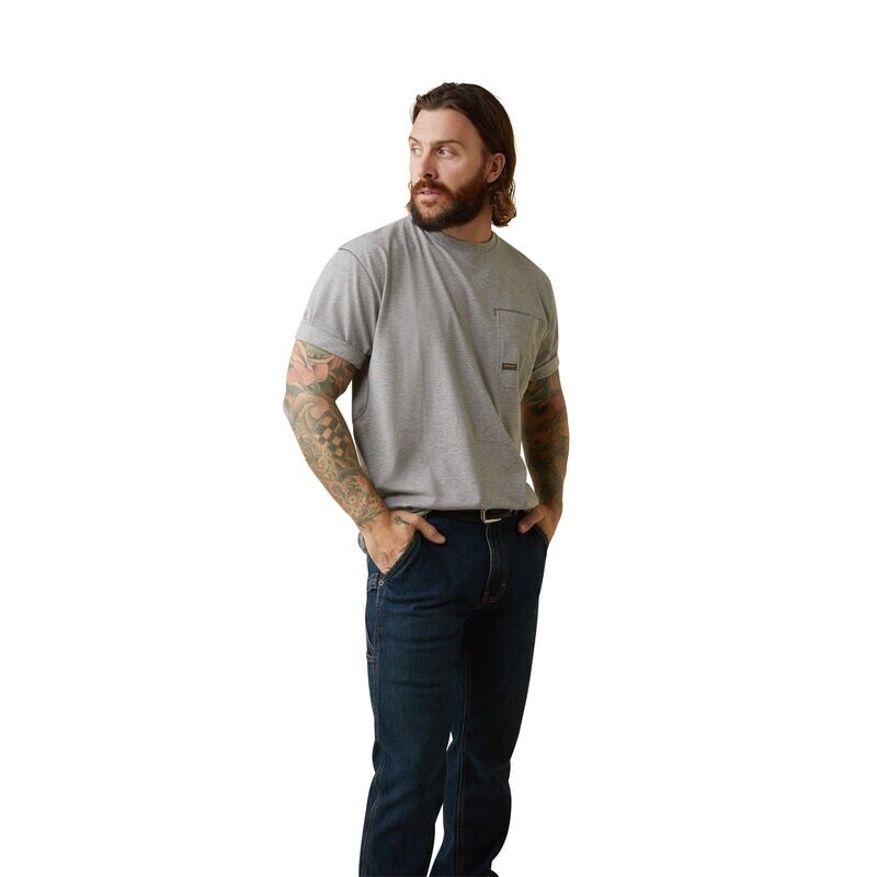 REBAR WORKMAN REFLECTIVE FLAG S/S T-SHIRT | ARIAT 10043324, Color: GREY, Size: 4XL