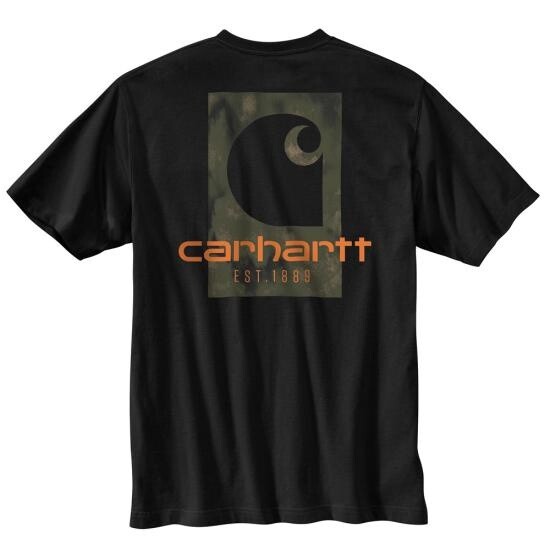 LOOSE FIT HEAVYWEIGHT S/S CAMO LOGO GRAPHIC T-SHIRT | CARHARTT 105755, Color: BLACK, Size: 3XL