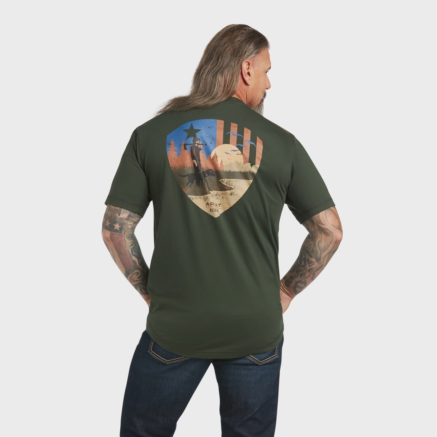 ARIAT REBAR WORKMAN FULL COVER SHORT SLEEVE SHIRT IN DEEP FOREST