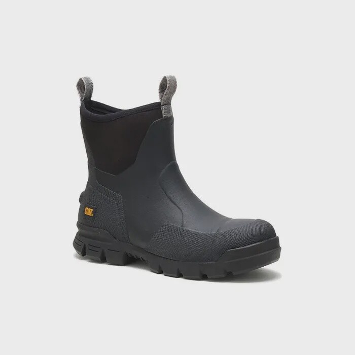 CATERPILLAR UNISEX BLACK STORMERS WATERPROOF RUBBER WORK BOOT P724104