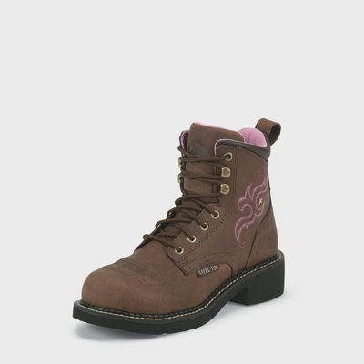 JUSTIN WOMEN'S STEEL TOE LACE UP BOOT