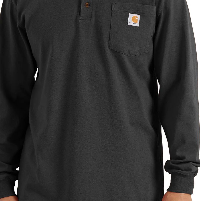 CARHARTT LOOSE FIT HEAVYWEIGHT LONG-SLEEVE POCKET HENLEY T-SHIRT