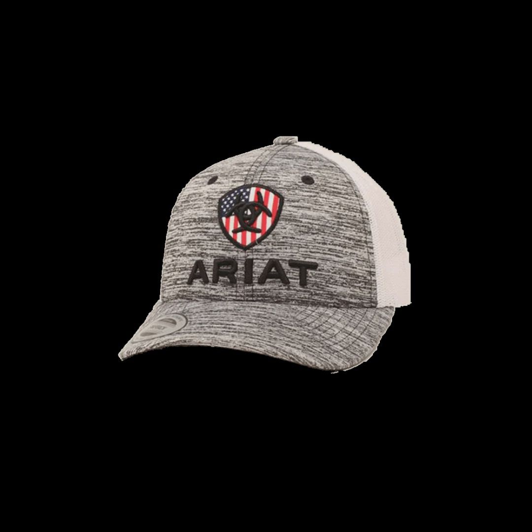ARIAT FLEX SHIELD LOGO FLEX 110 BALL CAP HEATHER GRAY-A30005906