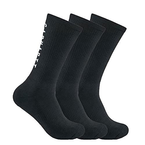 MEN'S CARHARTT FORCE® MIDWEIGHT LOGO CREW SOCK 3-PACK MEN'S CARHARTT FORCE® MIDWEIGHT LOGO CREW SOCK 3-PACK, Color: BLACK, Size: LG