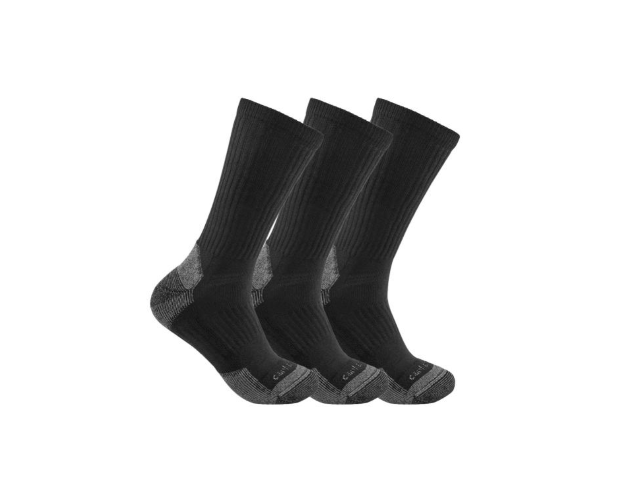 CARHARTT MEN'S MIDWEIGHT COTTON BLEND CREW SOCK 3-PACK, Color: BLACK, Size: LG