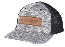 ARIAT FLEXFIT BLACK HEATHER w/LEATHER PATCH BALLCAP-A300002601