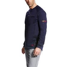 ARIAT MEN'S FR AIR HENLEY IN NAVY-10022597