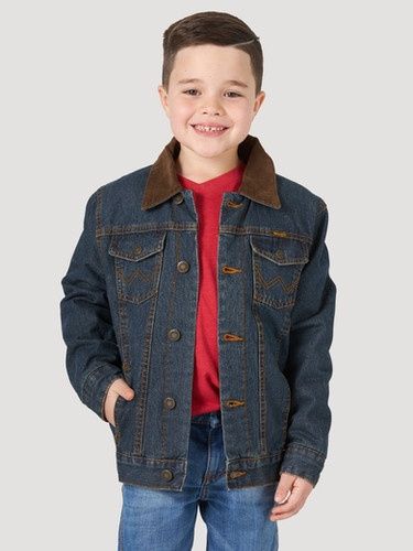 WRANGLER YOUTH WESTERN JACKET LINED JEAN JACKET, Color: DENIM, Size: 2XL