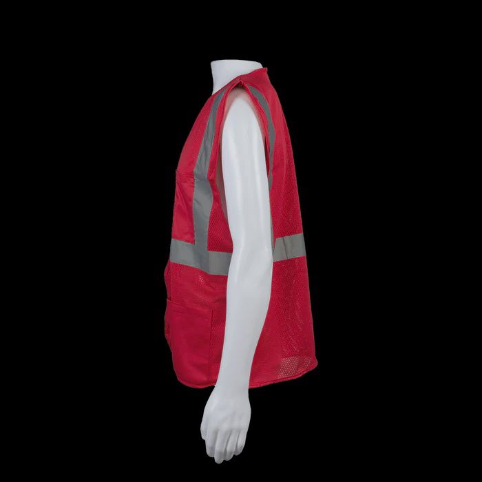 ANSI NON-RATED RED MESH SAFETY VEST FOR ENHANCED SAFETY &amp; IDENTIFICATION