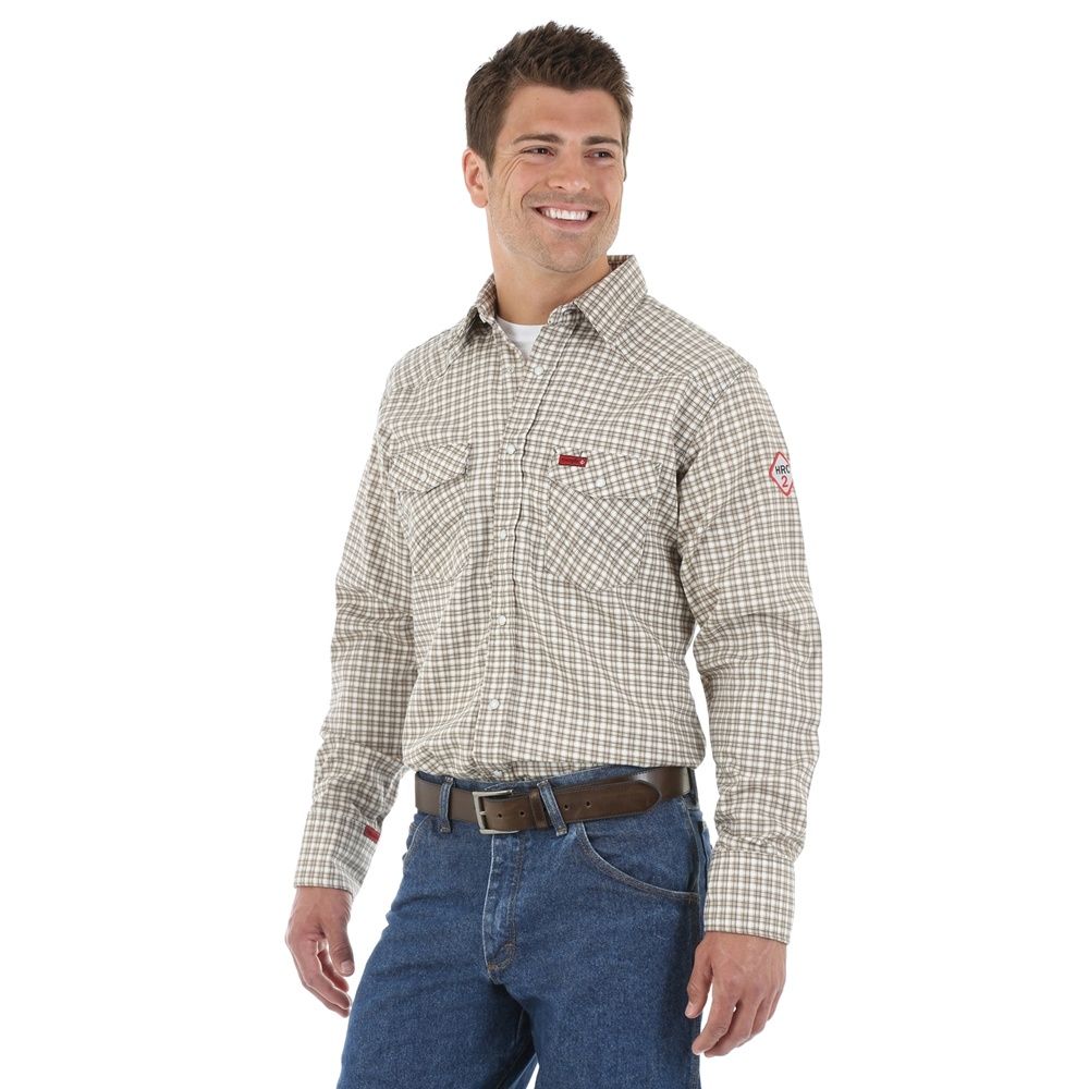 WRANGLER MEN'S FR  L/S WESTERN SNAP PLAID SHIRT