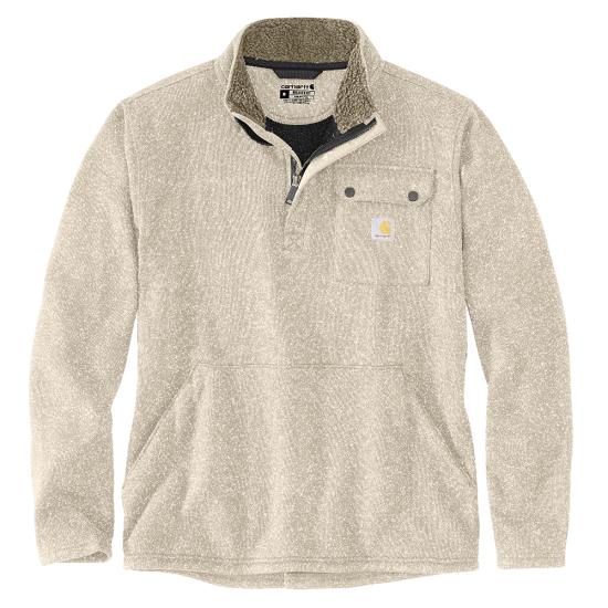 CARHARTT MEN'S RELAXED FIT MIDWEIGHT QUARTER ZIP POCKET FLEECE SWEATER-106378, Color: KHAKI, Size: SM