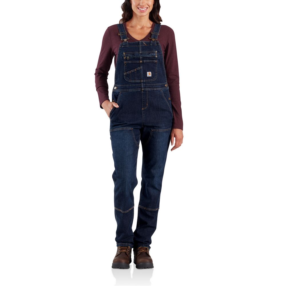 CARHARTT WOMEN'S DENIM DOUBLE-FRONT BIB OVERALL, Color: DENIM, Size: SM-SH