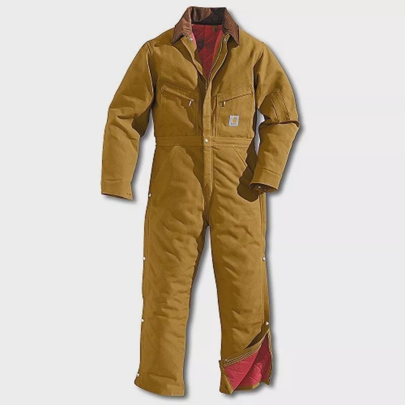 CARHARTT WASHED DUCK INSULATED COVERALLS, Color: BROWN, Size: 34 R