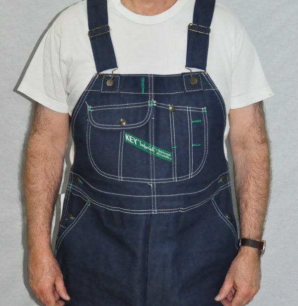 KEY MEN'S  UNWASHED DENIM BIB OVERALL STYLE- 273.41, Color: DENIM, Size: 50 X 30