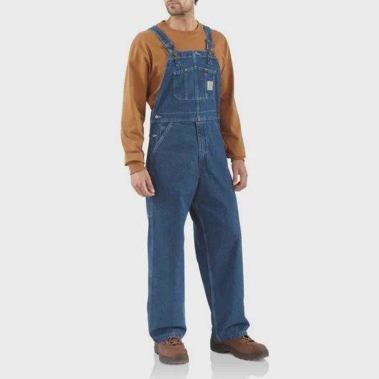 CARHARTT MEN'S WASHED-DENIM BIB OVERALL UNLINED-R07, Color: DENIM, Size: 28 X 32