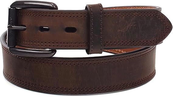 ARIAT MEN'S DISTRESSED INSET LOGO BELT-A1012702, Color: BROWN, Size: 32