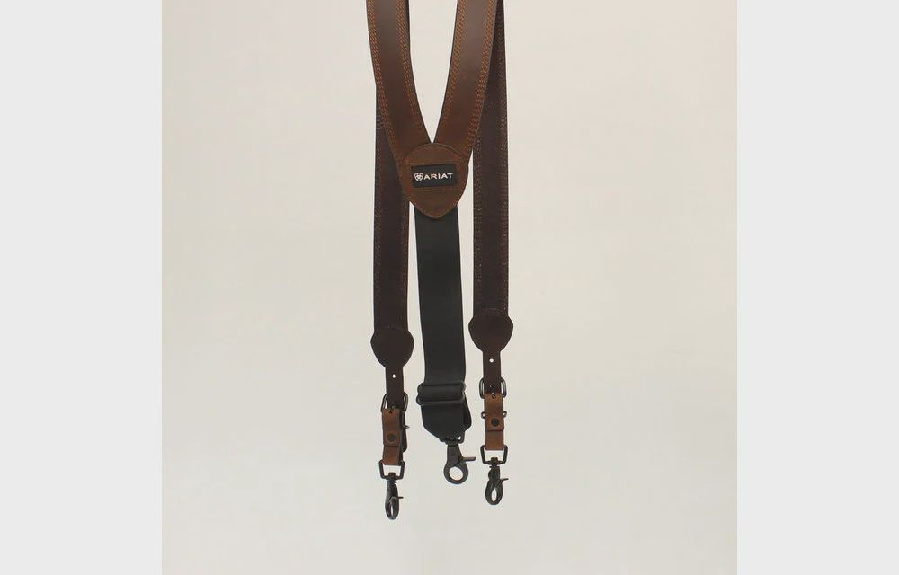 ARIAT MEN'S LEATHER SUSPENDERS-A850000144, Color: BROWN, Size: MED