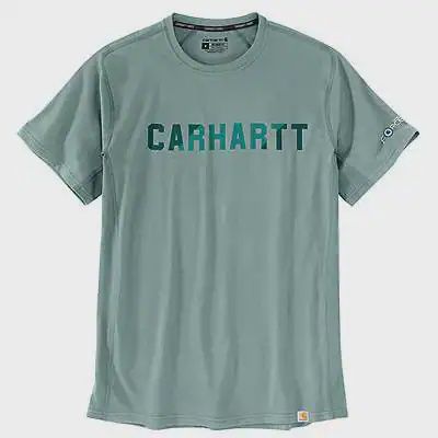 CARHARTT FORCE RELAXED FIT MIDWEIGHT S/S  BLOCK LOGO GRAPHIC T-SHIRT, Color: SEAFOAM, Size: SM