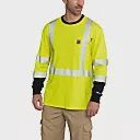 CARHARTT MEN'S FR HIGH VIS FORCE LONG SLEEVE T-SHIRT-102905, Color: YELLOW, Size: 2XL