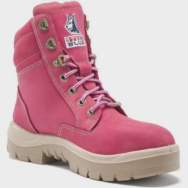 STEEL BLUE WOMEN'S SOUTHERN CROSS STEEL TOE LACE UP BOOTS, Color: PINK, Size: 8