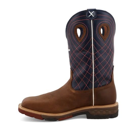 TWISTED X WOMEN'S 11" WESTERN WORK BOOT WATERPROOF-WXBAW01, Color: NAVY, Size: 8B