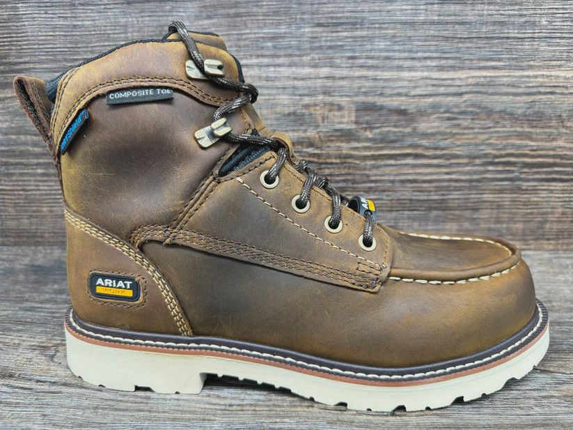ARIAT WOMEN'S COMPOSITE TOE REBAR LIFT H20 WORK BOOT -10053821, Color: DARK BROWN, Size: 6
