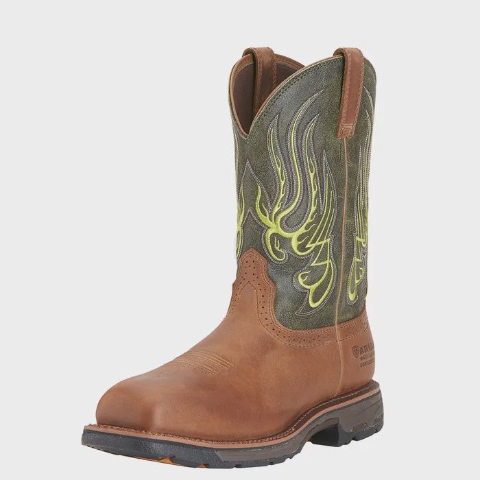 ARIAT MEN'S WESTERN WORKHOG MESTENO COMPOSITE TOE WORK BOOTS, Color: GREEN, Size: 8.5D