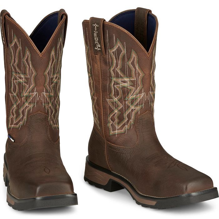 JUSTIN ANCHOR 11-INCH MEN'S COMPOSITE TOE WORK BOOT, Color: DARK BROWN, Size: 11.5