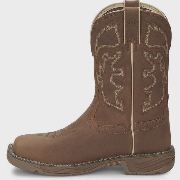 JUSTIN MEN'S 11" SQUARE STEEL TOE WATERPROOF WORK BOOT-WK4331, Color: BROWN, Size: 13D