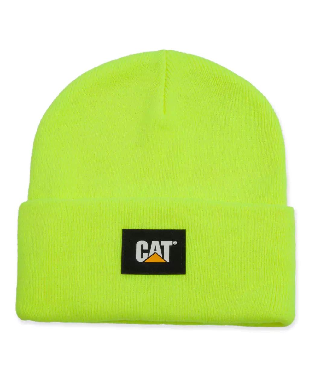 CAT LABEL CUFF BEANIE, Color: HI-VIS YELLOW, Size: OSFM