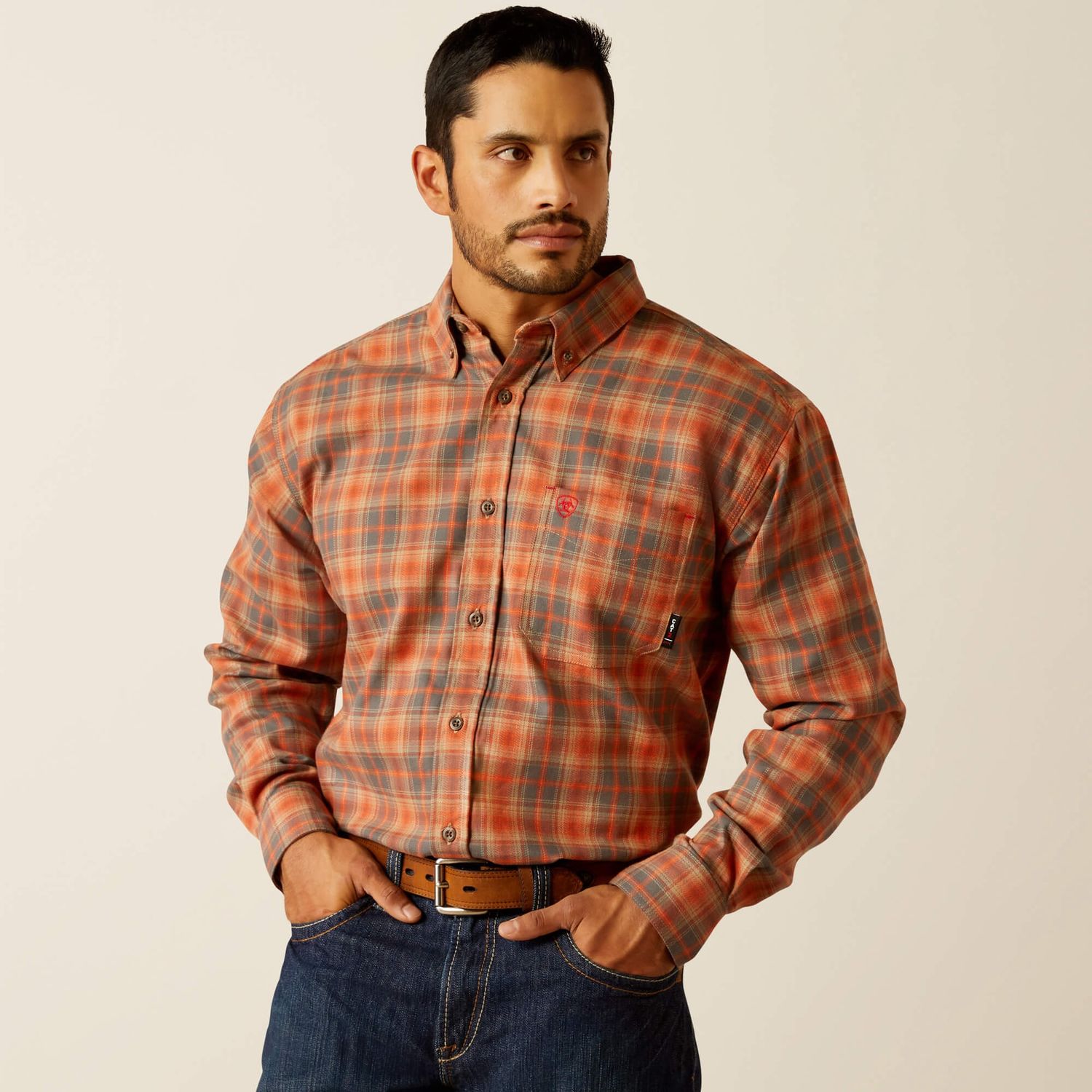 ARIAT MEN'S FR OLYMPIC L/S WORK SHIRT-10052497, Size: SM