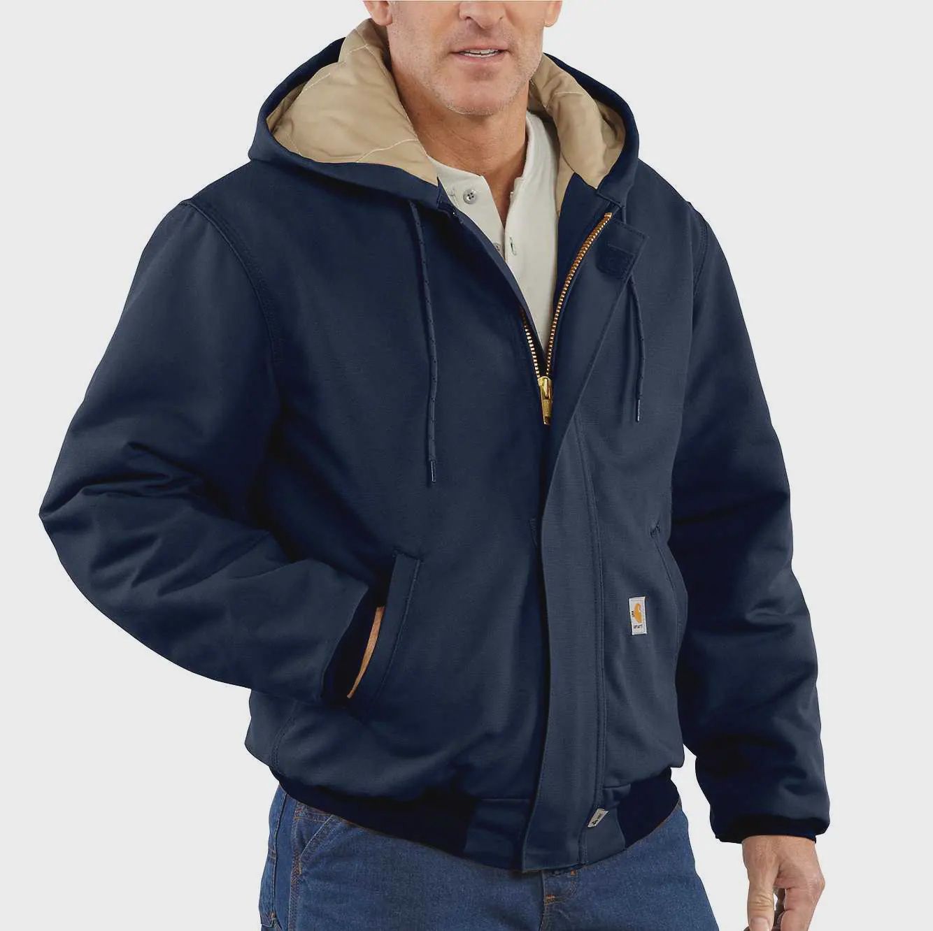 CARHARTT MENS FLAME-RESISTANT DUCK ACTIVE JAC/QUILT-LINED - 3 WARMEST RATING, Color: NAVY, Size: 3XL