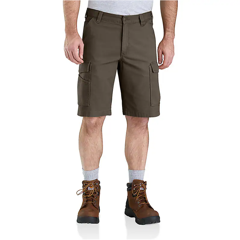 CARHARTT MEN'S RUGGED FLEX RELAXED FIT CANVAS CARGO WORK SHORT, Color: DARK BROWN, Size: 29x11