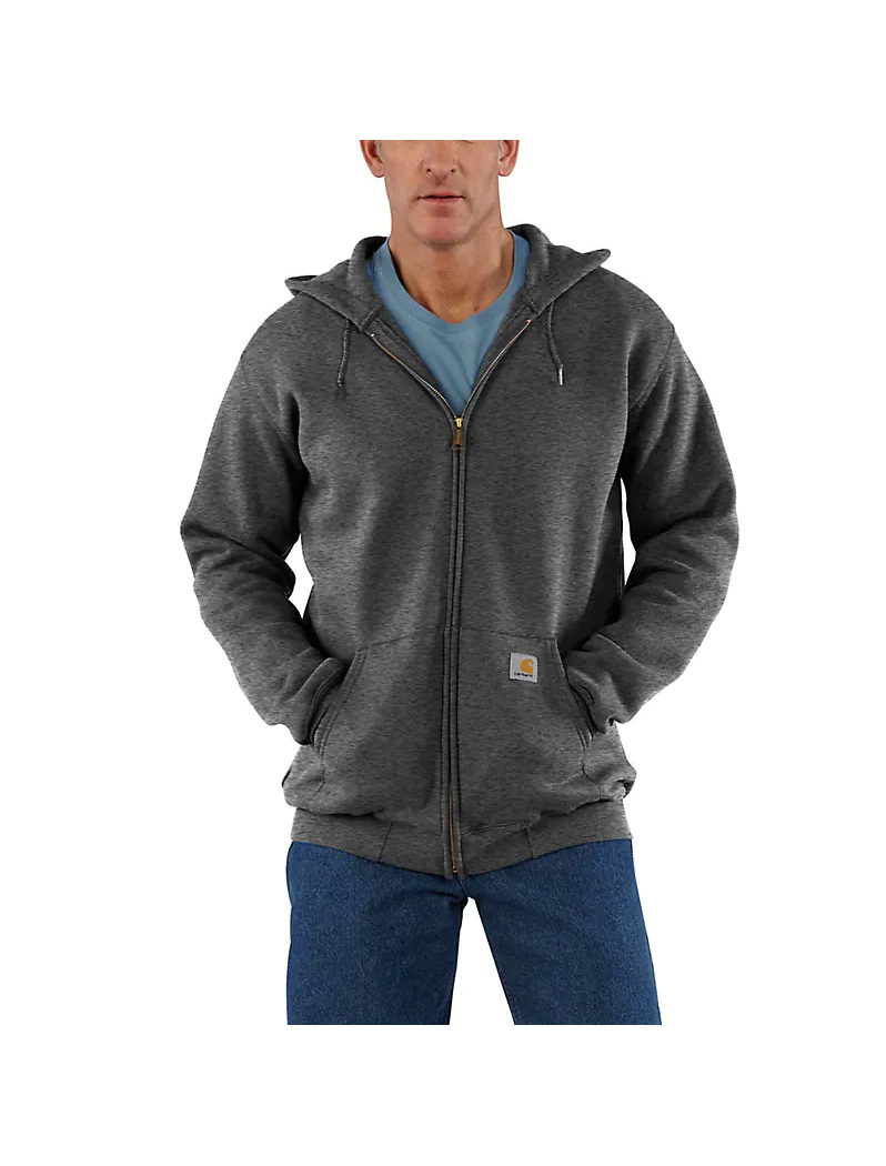 CARHARTT MEN'S  LOOSE FIT MIDWEIGHTFULL-ZIP SWEATSHIRT-K122, Color: 026-CARBON HTHER, Size: LG