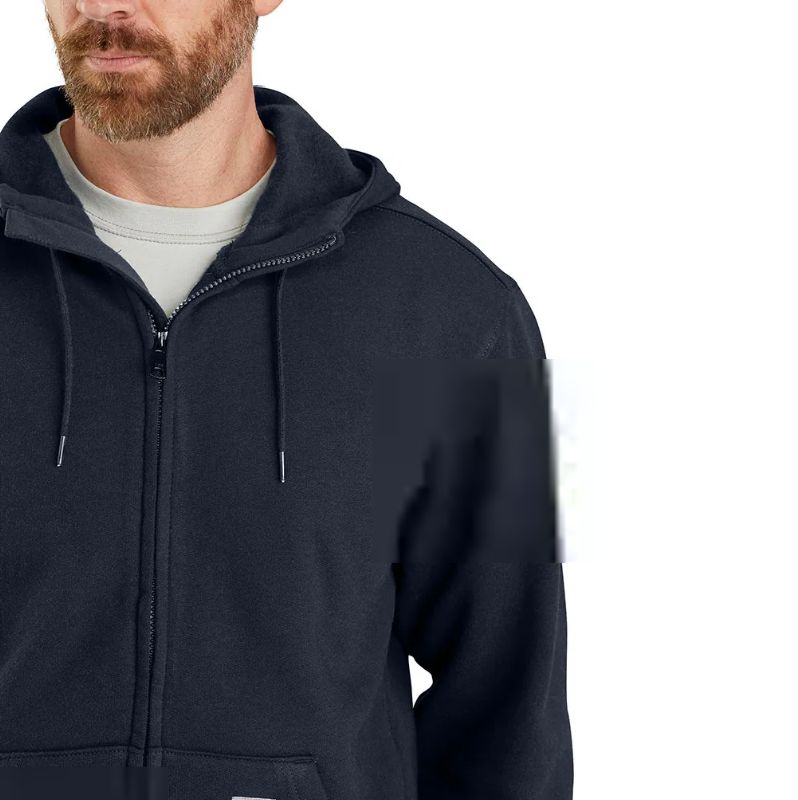 CARHARTT MENS FLAME-RESISTANT  FORCE® LOOSE FIT MIDWEIGHT HOODED ZIP FRONT SWEATSHIRT-104982, Color: NAVY, Size: SM