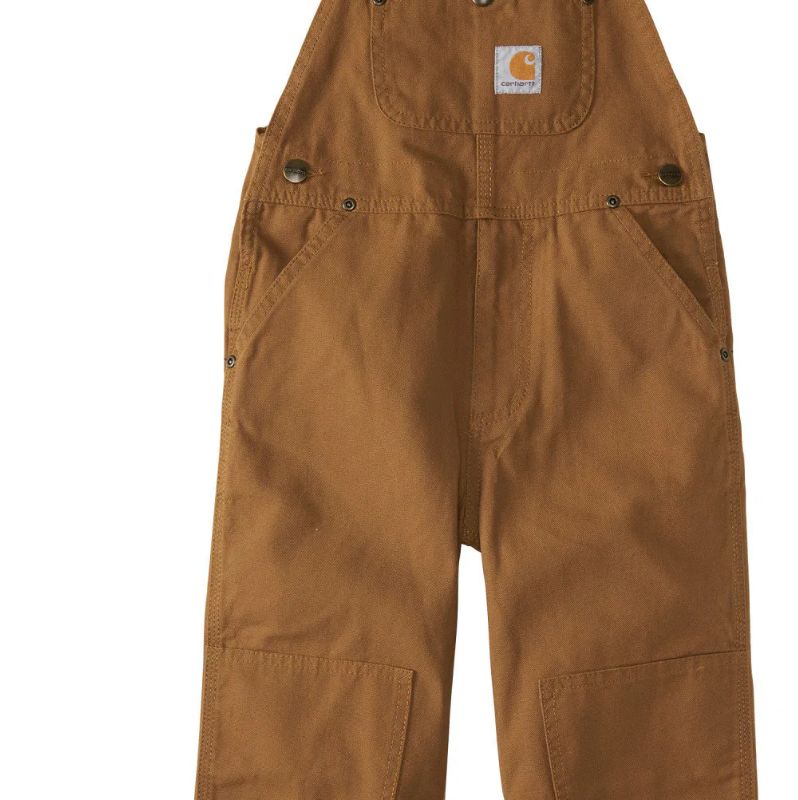 KIDS CARHARTT CANVAS BIB OVERALLS-CM8603 KIDS CARHARTT CANVAS BIB OVERALLS-CM8603, Color: BROWN, Size: 4
