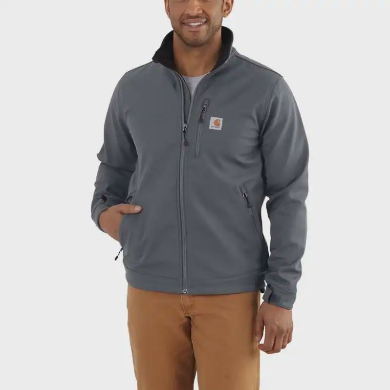CARHARTT MEN'S RAIN DEFENDER RELAXED FIT SOFTSHELL JACKET-106438, Color: GRAY, Size: LG