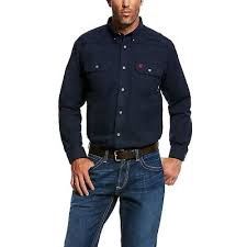 ARIAT MEN'S  FR  FEATHERLIGHT L/S FR WORK SHIRT IN NAVY-10022899, Color: BLUE, Size: LG