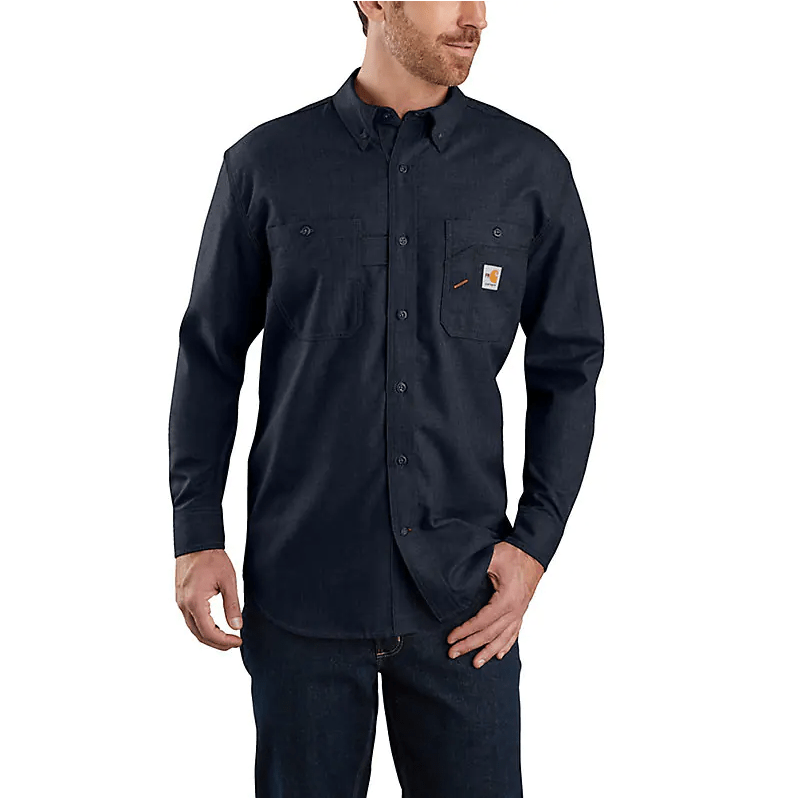 CARHARTT MEN'S  FR FORCE LOOSE FIT LIGHT WEIGHT L/S SHIRT, Color: NAVY, Size: 3XL