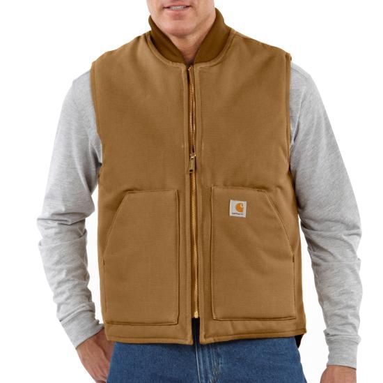 CARHARTT MEN'S RELAXED FIT FIRM DUCK INSULATED  COLLAR  VEST-106676, Color: BROWN, Size: 2XL
