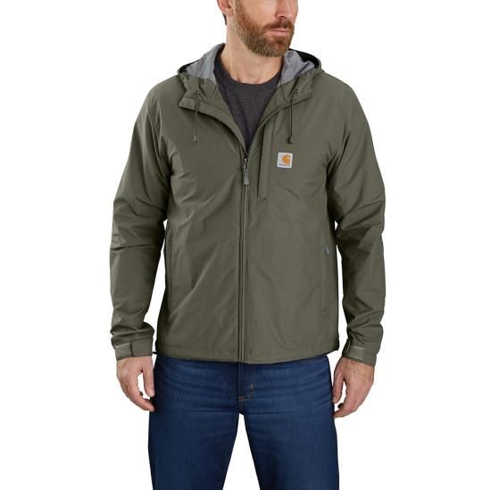 CARHARTT MEN'S RAIN DEFENDER® RELAXED FIT LIGHTWEIGHT JACKET - 1 WARM RATING-104671, Color: GREEN, Size: SM