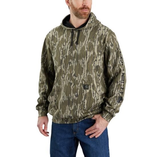 LOOSE FIT MIDWEIGHT CAMO SLEEVE GRAPHIC SWEATSHIRT, Color: CAMO, Size: SM